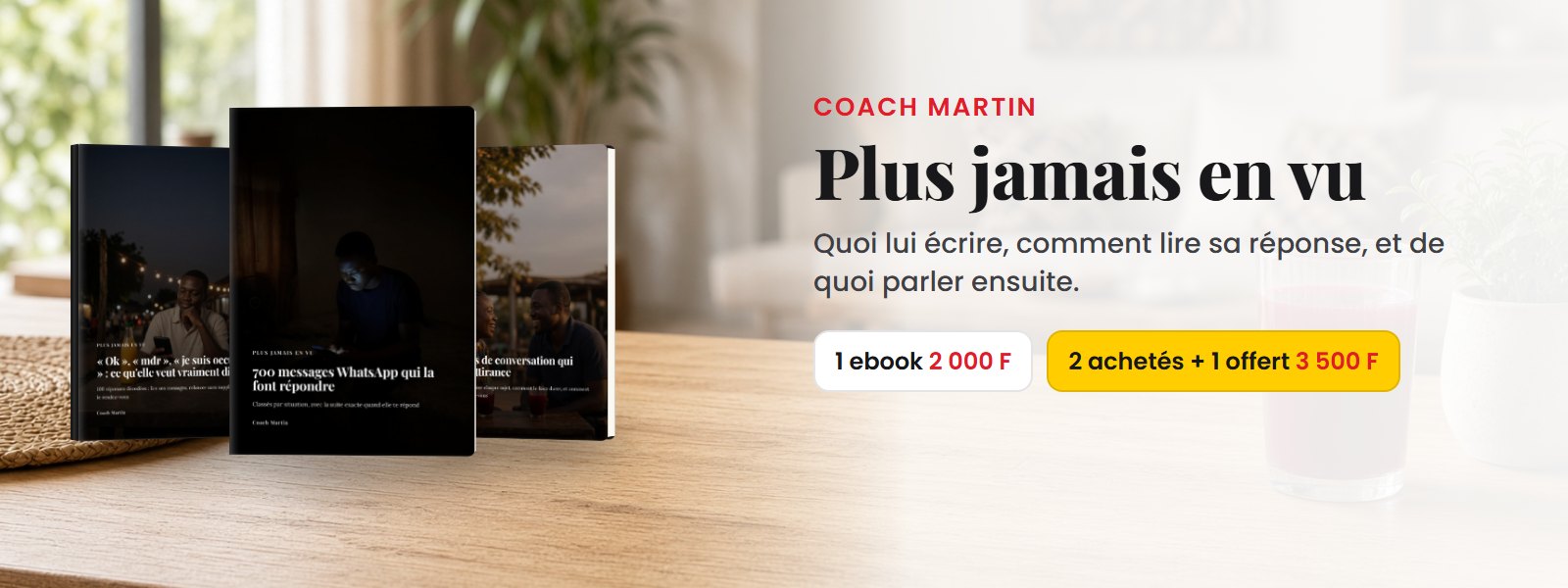 Plus jamais en vu : 1 ebook à 2 000 F, ou 2 achetés et le 3e offert, les 3 ebooks à 3 500 F